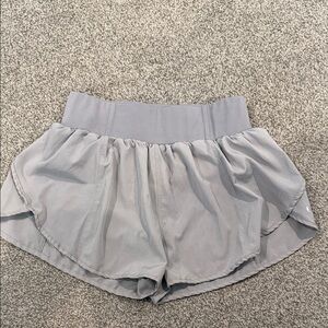 Light Gray Women's Athletic Shorts - Flowing Layered Design